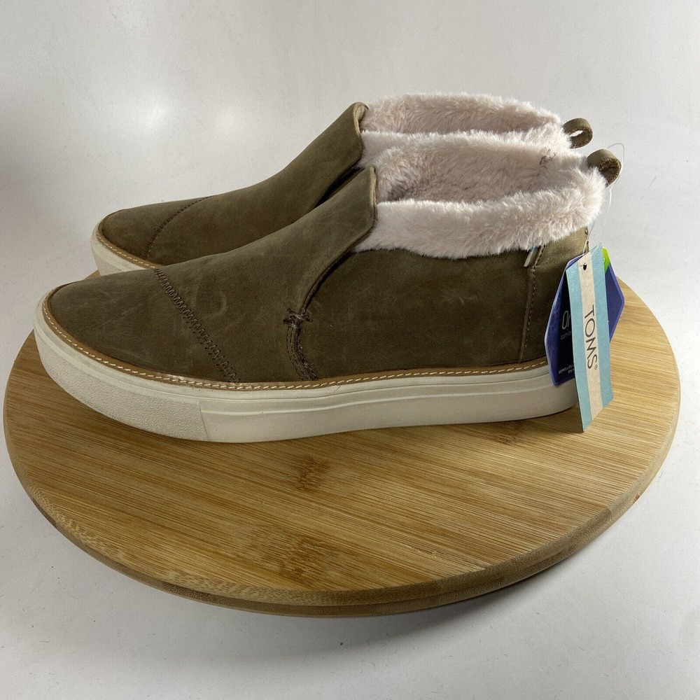 Toms Paxton Slip On Shoes Brown Suede Sherpa Lined Women’s SZ 7.5
